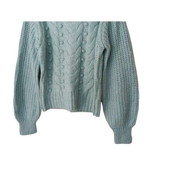 New Evolution by Cyrus Blue Cable Knit Sweater Soft Chunky Pullover SZ M - Picture 3 of 10